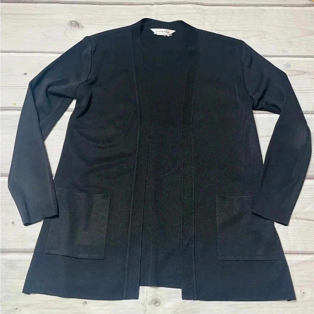 Exclusively Misook‎ Black Open Front Cardigan XS